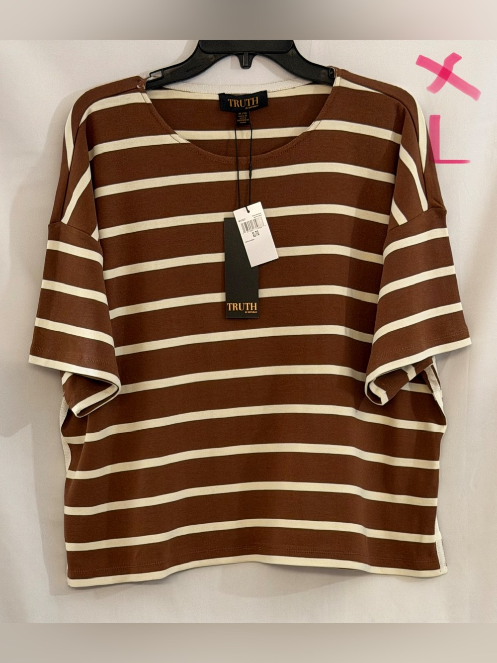 Truth Brown and White Striped Short Sleeve Boxy Tee